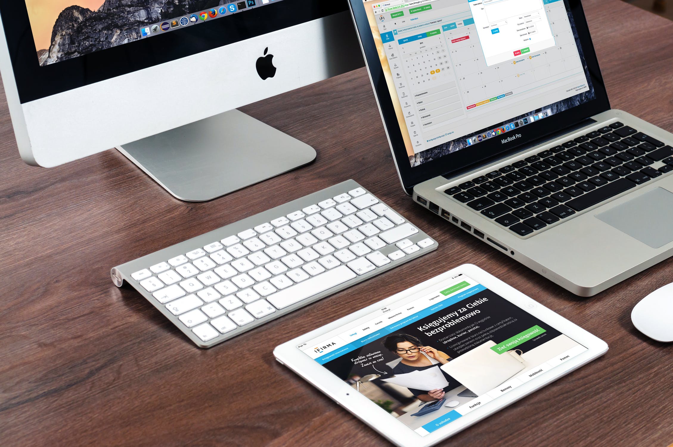 Websites shown on desktop, laptop and tablet